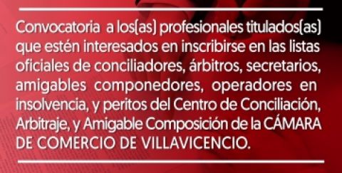  Convocatoria:LISTAS OFICIALES DE CONCILIADORES, ÁRBITROS, SECRETARIOS, AMIGABLES COMPONEDORES, OPER