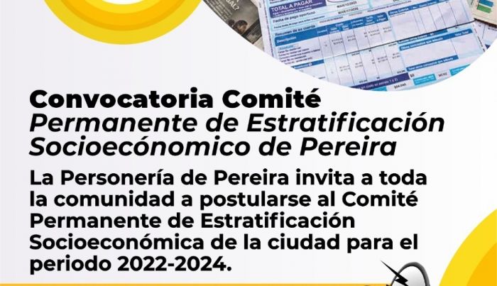 CONVOCATORIA COMITÉ DE ESTRATIFICACIÓN PEREIRA 2022 - 2024