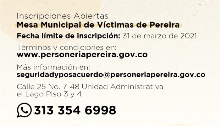 Inscripción Mesa Municipal de Víctimas